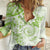 Polynesian Pattern With Plumeria Flowers Women Casual Shirt Lime Green