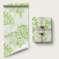 Polynesian Pattern With Plumeria Flowers Wrapping Paper Lime Green - Polynesian Pride