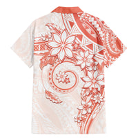 Polynesian Pattern With Plumeria Flowers Family Matching Mermaid Dress and Hawaiian Shirt Orange Peach