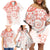 Polynesian Pattern With Plumeria Flowers Family Matching Off Shoulder Short Dress and Hawaiian Shirt Orange Peach