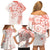 Polynesian Pattern With Plumeria Flowers Family Matching Off Shoulder Short Dress and Hawaiian Shirt Orange Peach