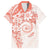 Polynesian Pattern With Plumeria Flowers Family Matching Off Shoulder Short Dress and Hawaiian Shirt Orange Peach