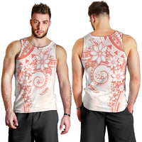 Polynesian Pattern With Plumeria Flowers Men Tank Top Orange Peach