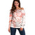 Polynesian Pattern With Plumeria Flowers Off Shoulder Sweater Orange Peach