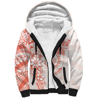 Polynesian Pattern With Plumeria Flowers Sherpa Hoodie Orange Peach