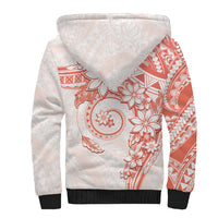 Polynesian Pattern With Plumeria Flowers Sherpa Hoodie Orange Peach