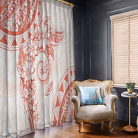 Polynesian Pattern With Plumeria Flowers Window Curtain Orange Peach LT05 - Polynesian Pride