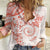 Polynesian Pattern With Plumeria Flowers Women Casual Shirt Orange Peach