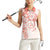 Polynesian Pattern With Plumeria Flowers Women Sleeveless Polo Shirt Orange Peach