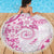 Polynesian Pattern With Plumeria Flowers Beach Blanket Pink