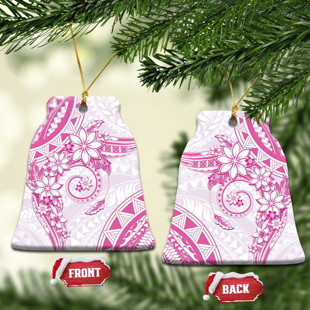 Polynesian Pattern With Plumeria Flowers Ceramic Ornament Pink