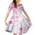 Polynesian Pattern With Plumeria Flowers Family Matching Off Shoulder Short Dress and Hawaiian Shirt Pink