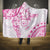 Polynesian Pattern With Plumeria Flowers Hooded Blanket Pink