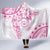 Polynesian Pattern With Plumeria Flowers Hooded Blanket Pink
