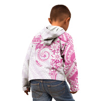 Polynesian Pattern With Plumeria Flowers Kid Hoodie Pink