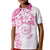 Polynesian Pattern With Plumeria Flowers Kid Polo Shirt Pink