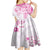 Polynesian Pattern With Plumeria Flowers Kid Short Sleeve Dress Pink