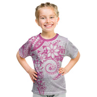 Polynesian Pattern With Plumeria Flowers Kid T Shirt Pink LT05 Pink - Polynesian Pride
