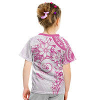 Polynesian Pattern With Plumeria Flowers Kid T Shirt Pink LT05 - Polynesian Pride