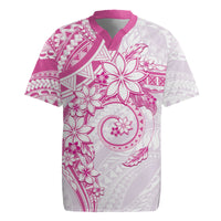 Polynesian Pattern With Plumeria Flowers Rugby Jersey Pink