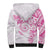 Polynesian Pattern With Plumeria Flowers Sherpa Hoodie Pink