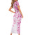 Polynesian Pattern With Plumeria Flowers Short Sleeve Bodycon Dress Pink