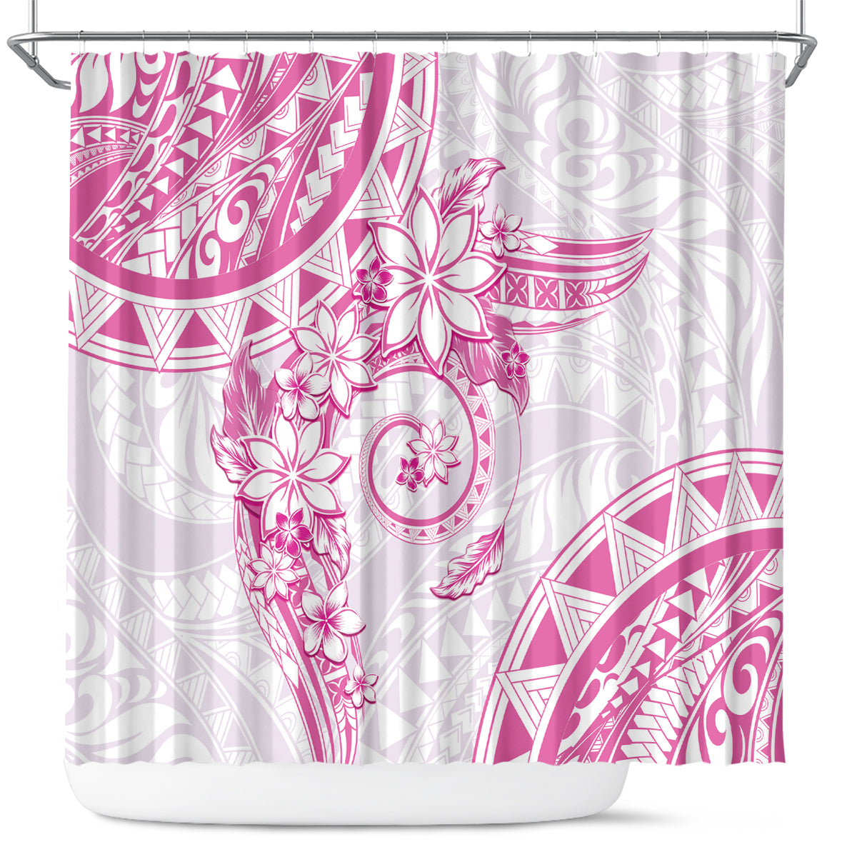 Polynesian Pattern With Plumeria Flowers Shower Curtain Pink LT05 Pink - Polynesian Pride