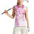 Polynesian Pattern With Plumeria Flowers Women Sleeveless Polo Shirt Pink
