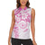 Polynesian Pattern With Plumeria Flowers Women Sleeveless Polo Shirt Pink