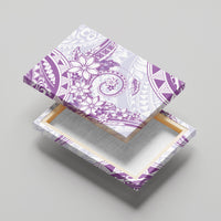 Polynesian Pattern With Plumeria Flowers Canvas Wall Art Purple
