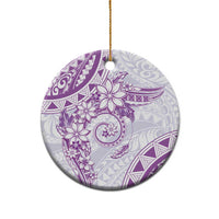 Polynesian Pattern With Plumeria Flowers Ceramic Ornament Purple