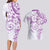 Polynesian Pattern With Plumeria Flowers Couples Matching Long Sleeve Bodycon Dress and Hawaiian Shirt Purple