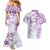 Polynesian Pattern With Plumeria Flowers Couples Matching Mermaid Dress and Hawaiian Shirt Purple