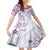 Polynesian Pattern With Plumeria Flowers Family Matching Off Shoulder Short Dress and Hawaiian Shirt Purple