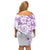 Polynesian Pattern With Plumeria Flowers Family Matching Off Shoulder Short Dress and Hawaiian Shirt Purple