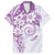 Polynesian Pattern With Plumeria Flowers Family Matching Short Sleeve Bodycon Dress and Hawaiian Shirt Purple