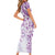 Polynesian Pattern With Plumeria Flowers Family Matching Short Sleeve Bodycon Dress and Hawaiian Shirt Purple