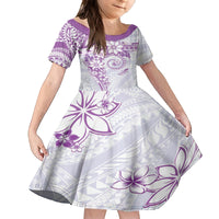 Polynesian Pattern With Plumeria Flowers Family Matching Tank Maxi Dress and Hawaiian Shirt Purple
