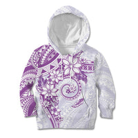 Polynesian Pattern With Plumeria Flowers Kid Hoodie Purple