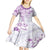 Polynesian Pattern With Plumeria Flowers Kid Short Sleeve Dress Purple