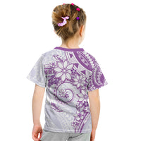 Polynesian Pattern With Plumeria Flowers Kid T Shirt Purple LT05 - Polynesian Pride