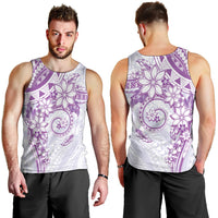 Polynesian Pattern With Plumeria Flowers Men Tank Top Purple