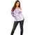 Polynesian Pattern With Plumeria Flowers Off Shoulder Sweater Purple