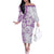 Polynesian Pattern With Plumeria Flowers Off The Shoulder Long Sleeve Dress Purple
