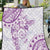 Polynesian Pattern With Plumeria Flowers Quilt Purple