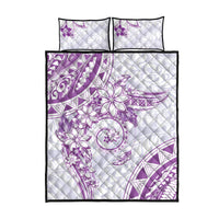 Polynesian Pattern With Plumeria Flowers Quilt Bed Set Purple
