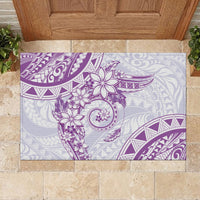 Polynesian Pattern With Plumeria Flowers Rubber Doormat Purple