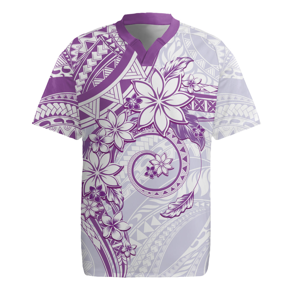 Polynesian Pattern With Plumeria Flowers Rugby Jersey Purple LT05 Purple - Polynesian Pride