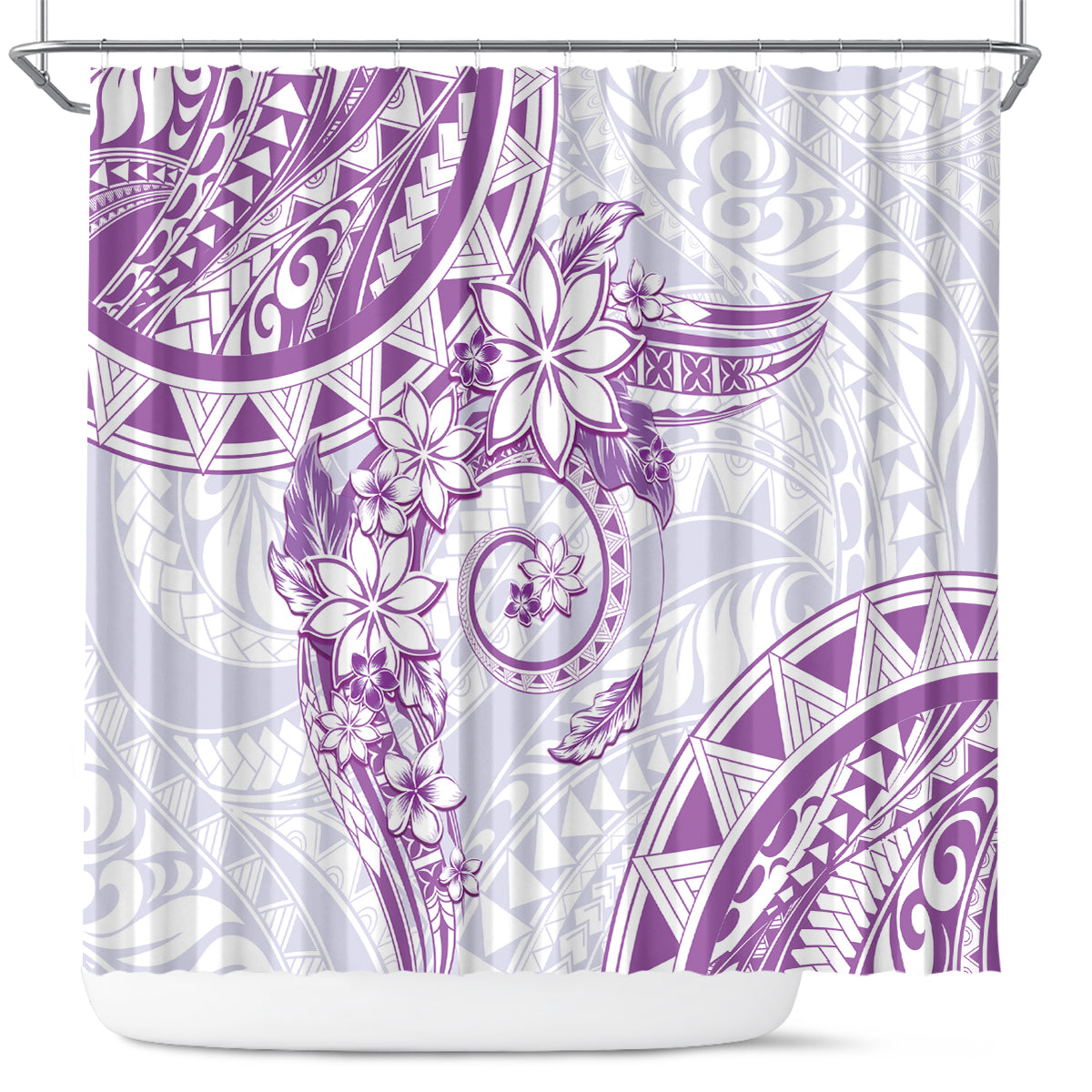 Polynesian Pattern With Plumeria Flowers Shower Curtain Purple LT05 Purple - Polynesian Pride