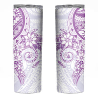 Purple Polynesian Pattern With Plumeria Flowers Skinny Tumbler